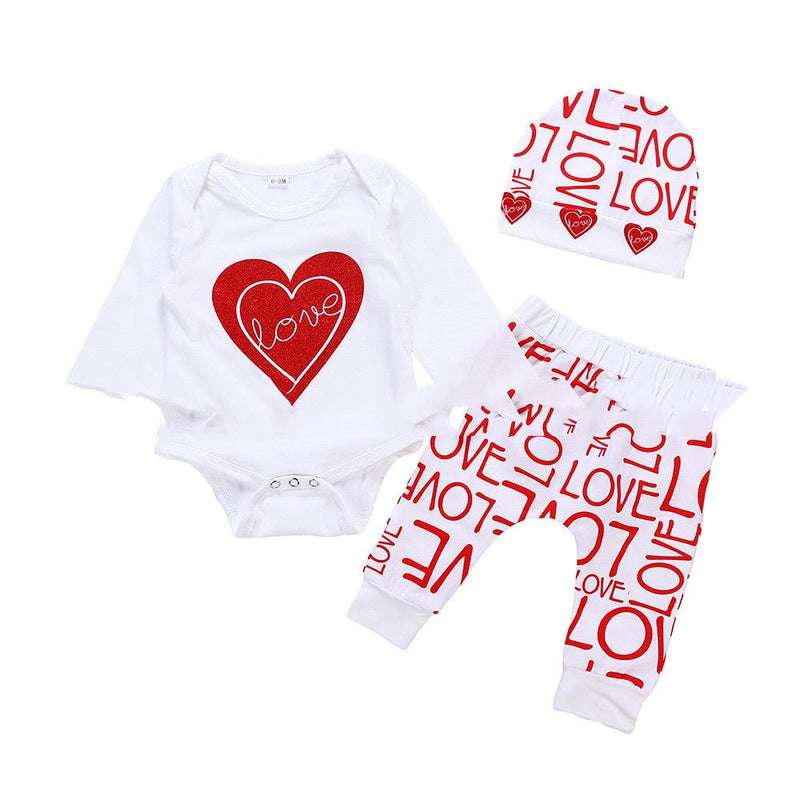 Letter Love Three-piece Triangle Romper Romper Baby Set - Starttech Online Market