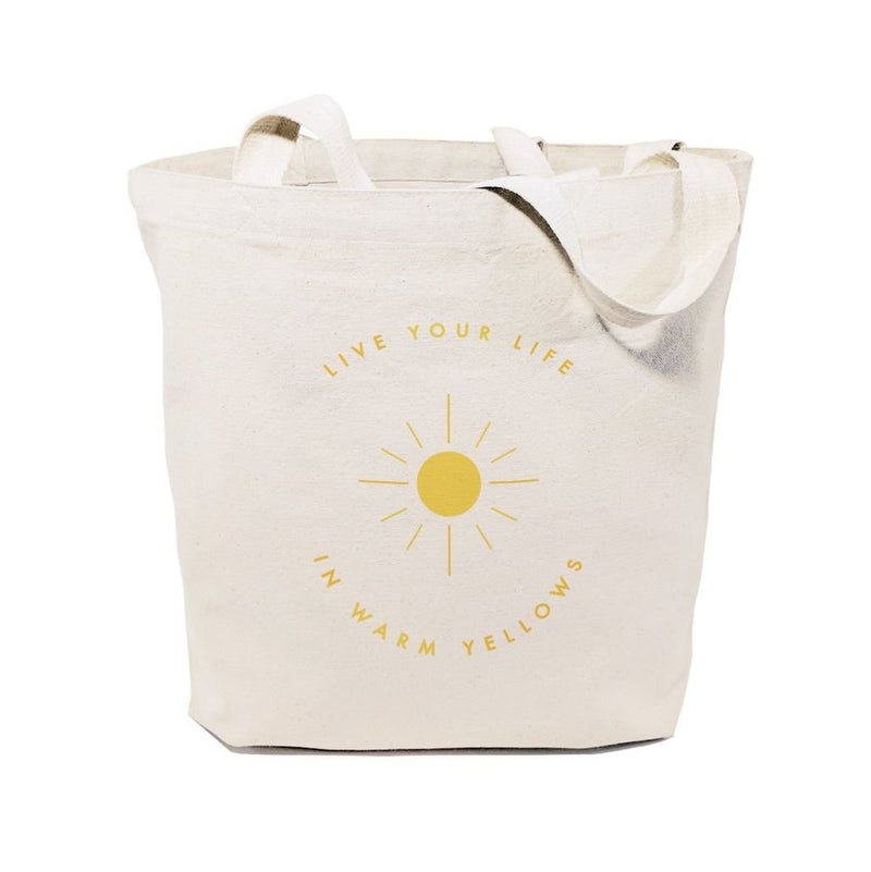 Live Life in Warm Yellows Cotton Canvas Tote Bag - Starttech Online Market