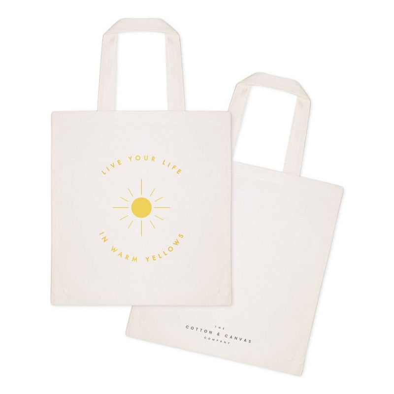 Live Life in Warm Yellows Cotton Canvas Tote Bag - Starttech Online Market