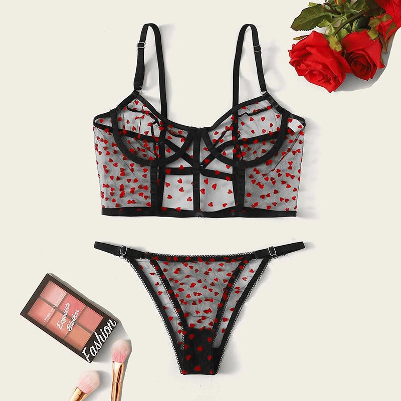 Love Embroidered Net Yarn Underwear Set - Starttech Online Market