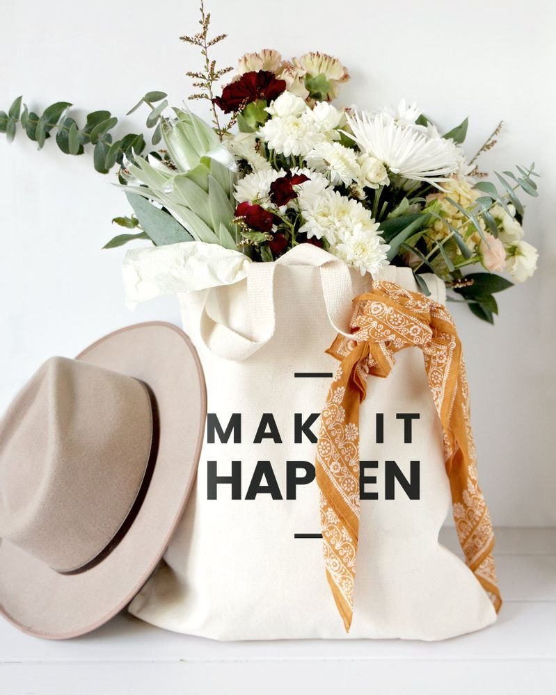 Make It Happen Cotton Canvas Tote Bag - Starttech Online Market