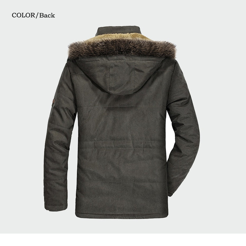 Male Winter Casual Jacket Windbreaker 5XL 6XL Men Parka Hooded Fleece Fur Collar Long Men Jacket Cotton Padded Warm Coat - Starttech Online Market