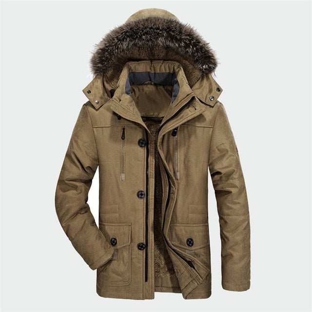 Male Winter Casual Jacket Windbreaker 5XL 6XL Men Parka Hooded Fleece Fur Collar Long Men Jacket Cotton Padded Warm Coat - Starttech Online Market