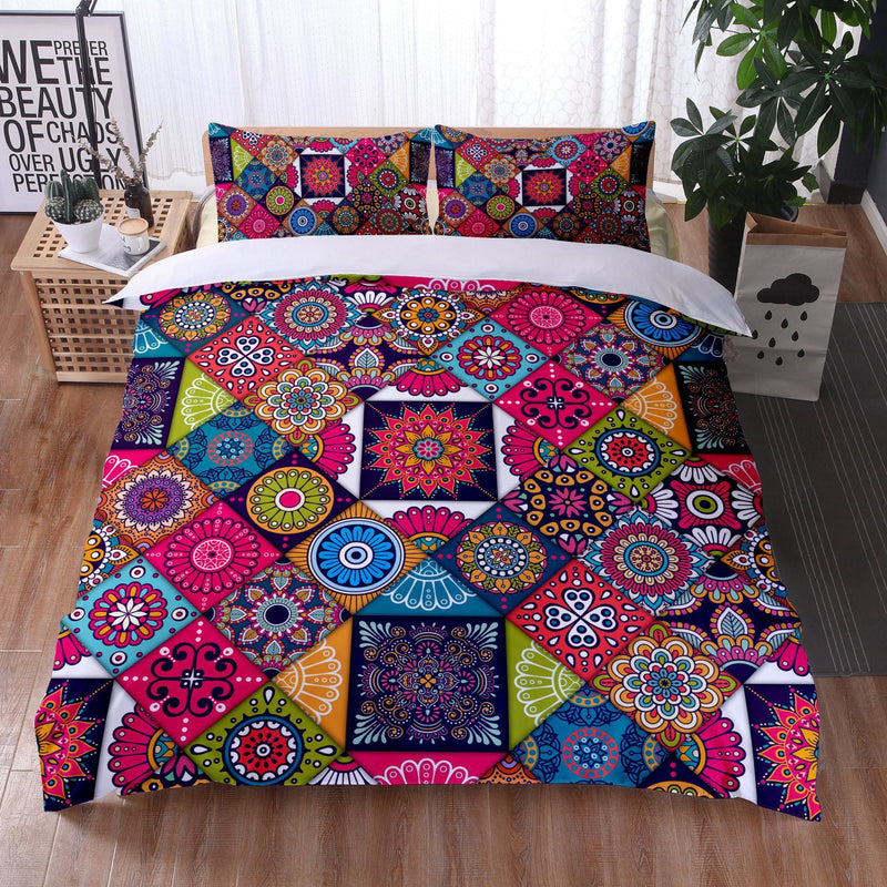 Mandala Bedding Quilt Cover Pillowcase Digital Printing Three-Piece Set - Starttech Online Market