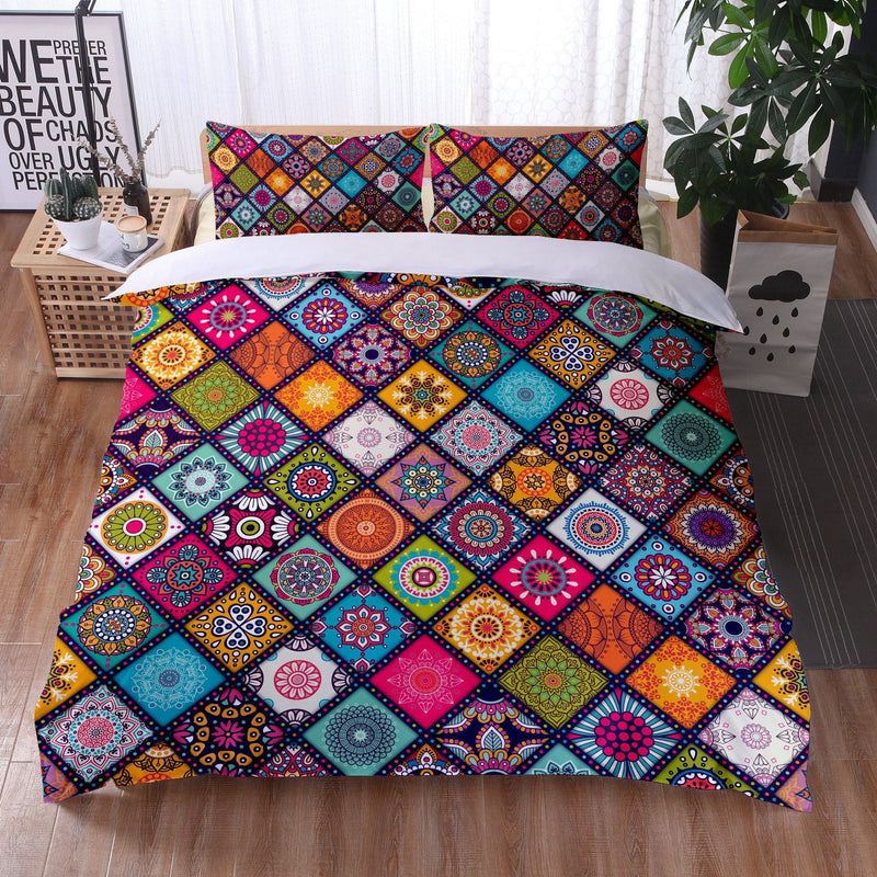 Mandala Bedding Quilt Cover Pillowcase Digital Printing Three-Piece Set - Starttech Online Market