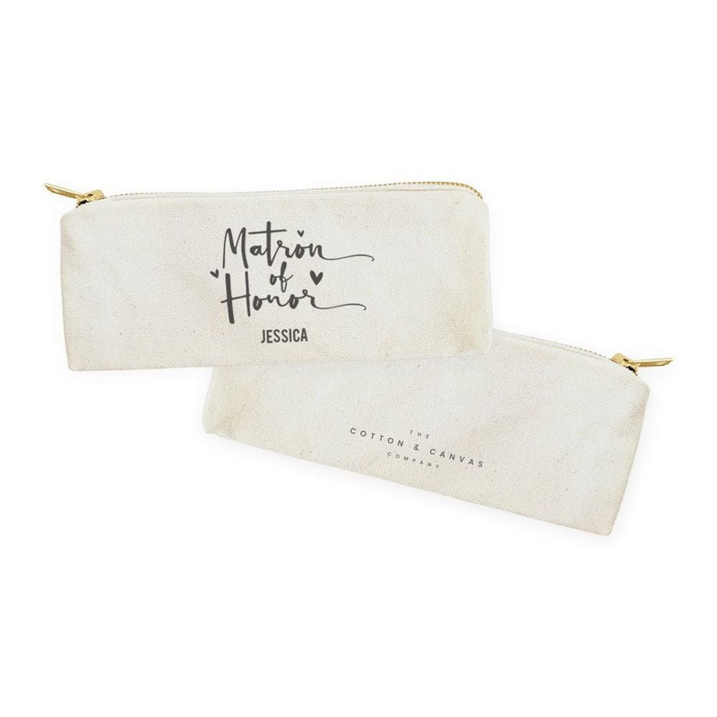 Matron of Honor Personalized Cotton Canvas Pencil Case and Travel Pouch - Starttech Online Market