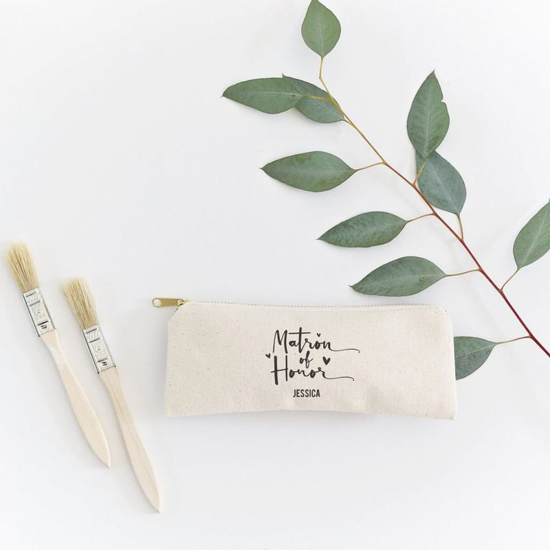 Matron of Honor Personalized Cotton Canvas Pencil Case and Travel Pouch - Starttech Online Market