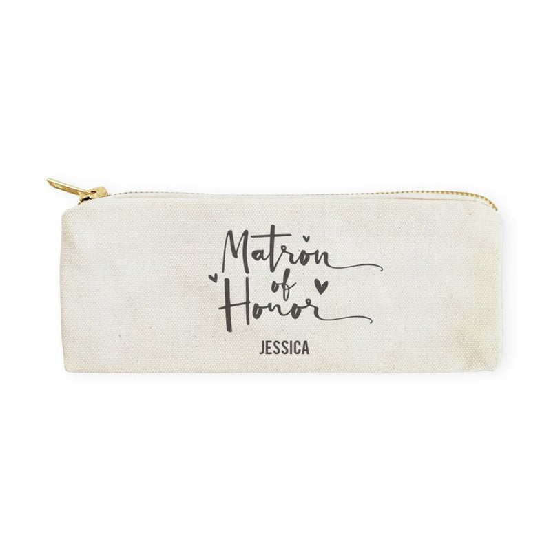 Matron of Honor Personalized Cotton Canvas Pencil Case and Travel Pouch - Starttech Online Market