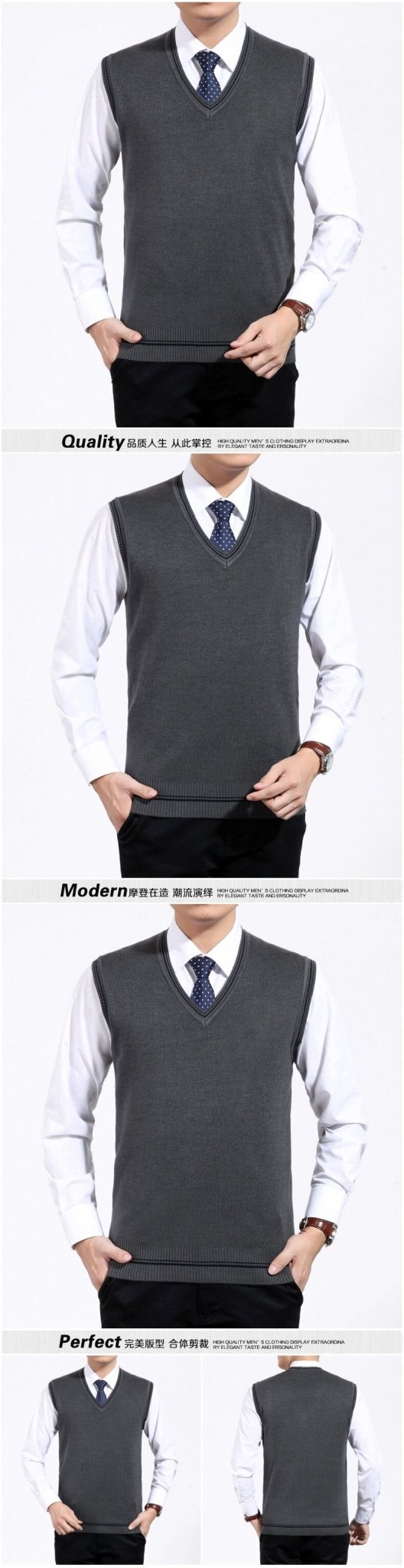 Men Wool Blends Sweater Vests Autumn Winter Warm Soft Plain Knitted Waistcoat Male Red Gray Camel Sleeveless Knitwear Plus Size - Starttech Online Market