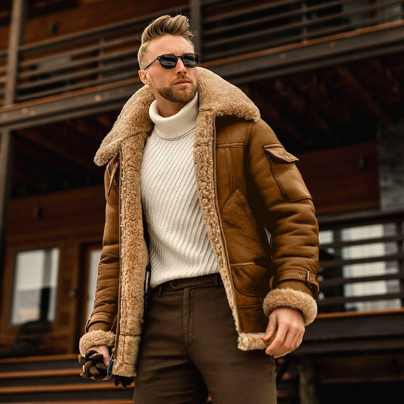 Men's Casual British Style Faux Fur Lapel Long Puffy Jacket Plus Size Thicken Parka Winter Fashion Warm Thick Coat - Starttech Online Market