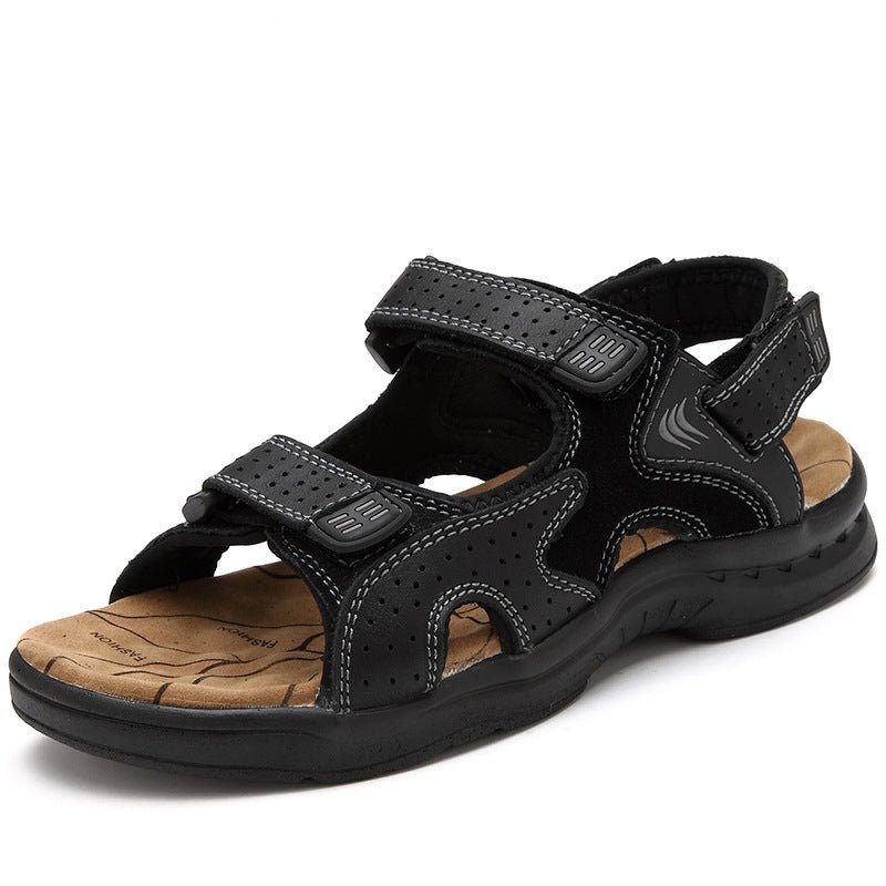 Men's Sandals Leather Beach Top Layer Leather Outdoor Casual Shoes - Starttech Online Market