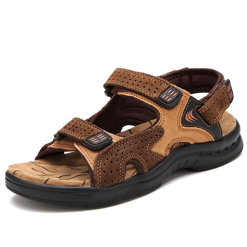 Men's Sandals Leather Beach Top Layer Leather Outdoor Casual Shoes - Starttech Online Market