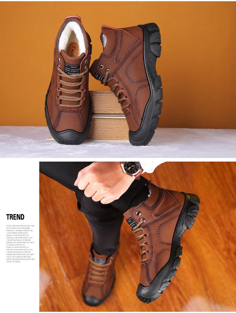 Men's Snow Boots Protective Wear-Resistant Sole Warm Comfortable Lace Up Winter Walking Boots - Starttech Online Market