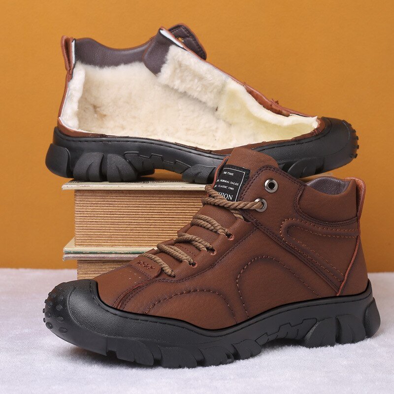 Men's Snow Boots Protective Wear-Resistant Sole Warm Comfortable Lace Up Winter Walking Boots - Starttech Online Market