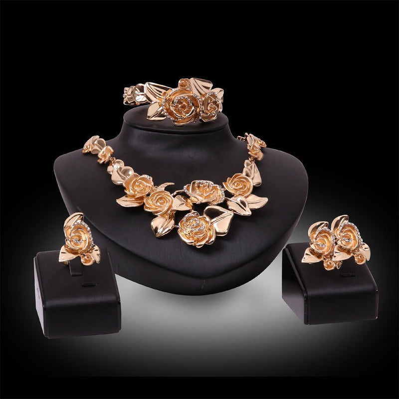 Necklac Earrings Bracelets And Rings Four-piece Set - Starttech Online Market