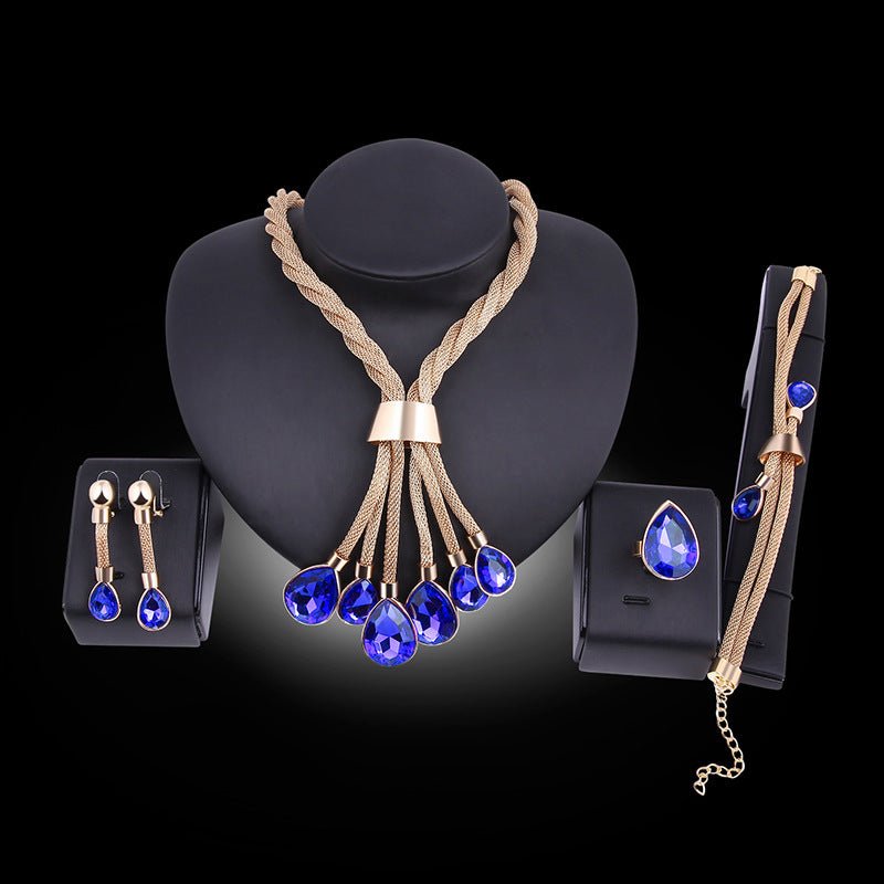 Necklac Earrings Jewellery Set Four-piece Gilded - Starttech Online Market