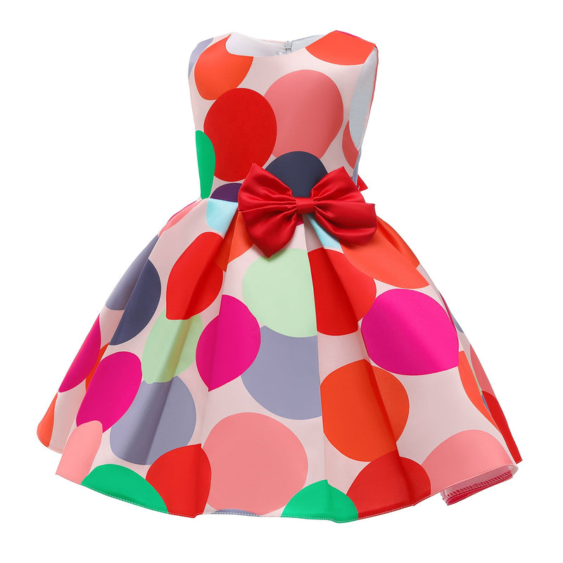 New Girls Vest Skirt Polka Dot Print Princess Dress - Starttech Online Market