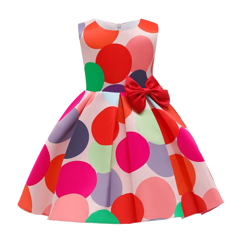 New Girls Vest Skirt Polka Dot Print Princess Dress - Starttech Online Market