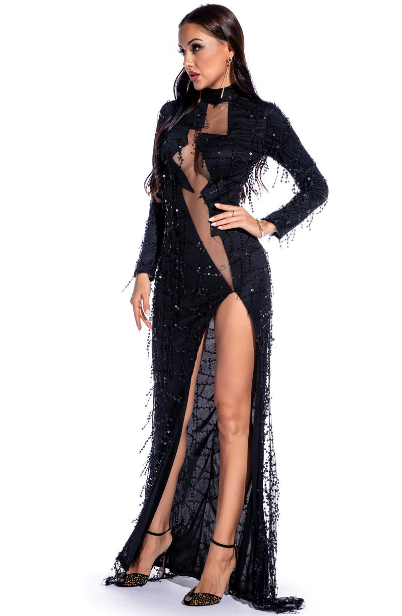 New sequin sexy high slit dress evening dress - Starttech Online Market