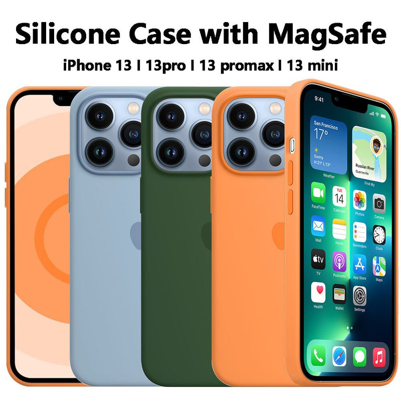 Official Magsafe Liquid Silicone Case for Apple iPhone 13 Pro Max iPhone 13 Original Wireless Magnetic Charging Cover - Starttech Online Market