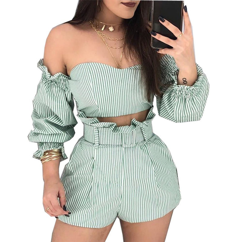 One-piece shoulder stripe two-piece set - Starttech Online Market