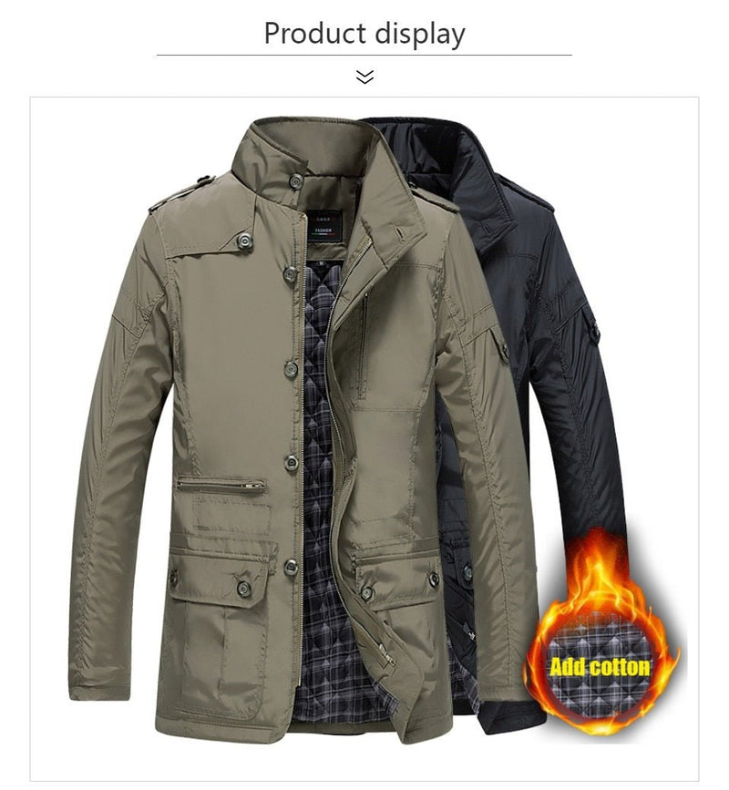 Parka Coats Winter Jacket Men Slim Cotton Outwear Warm Top Brand Clothing - Starttech Online Market