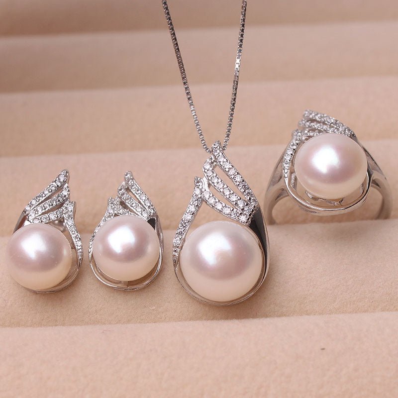 Pearl Freshwater Pendant Earring Ring three piece set - Starttech Online Market