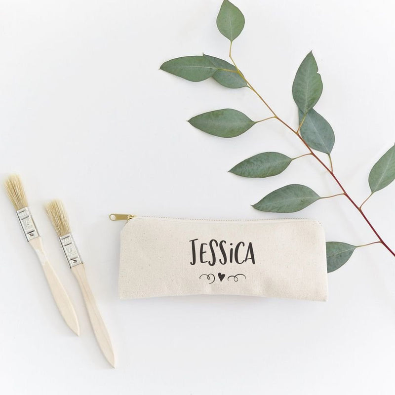 Personalized Name with Mini Heart Pencil Case and Travel Pouch - Starttech Online Market