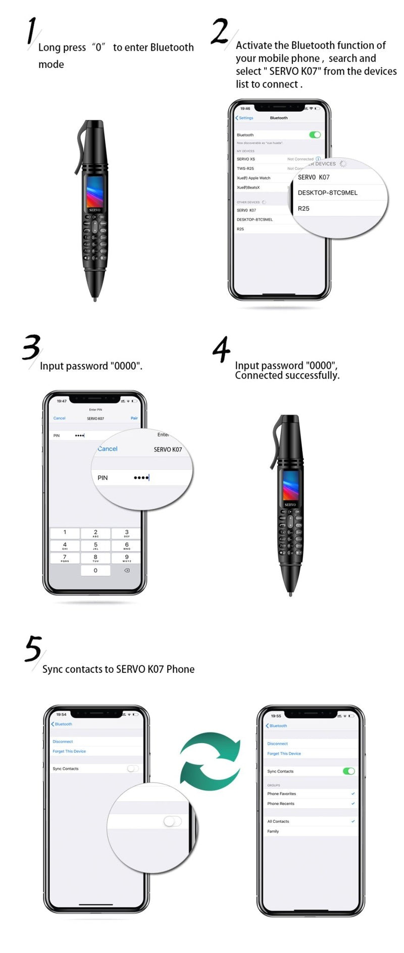 SERVO K07 Pen mini Cellphone 0.96" Tiny Screen GSM Dual SIM Camera Flashlight Bluetooth Dialer Mobile Phones with Recording pen - Starttech Online Market