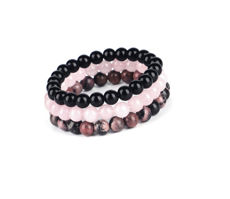 Set Bracelet Natural Stone Beaded Bracelet Unisex Three-piece - Starttech Online Market