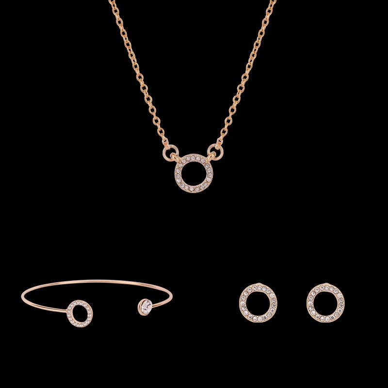 Simple Circle Fashion Three-piece Set Necklace Earrings - Starttech Online Market