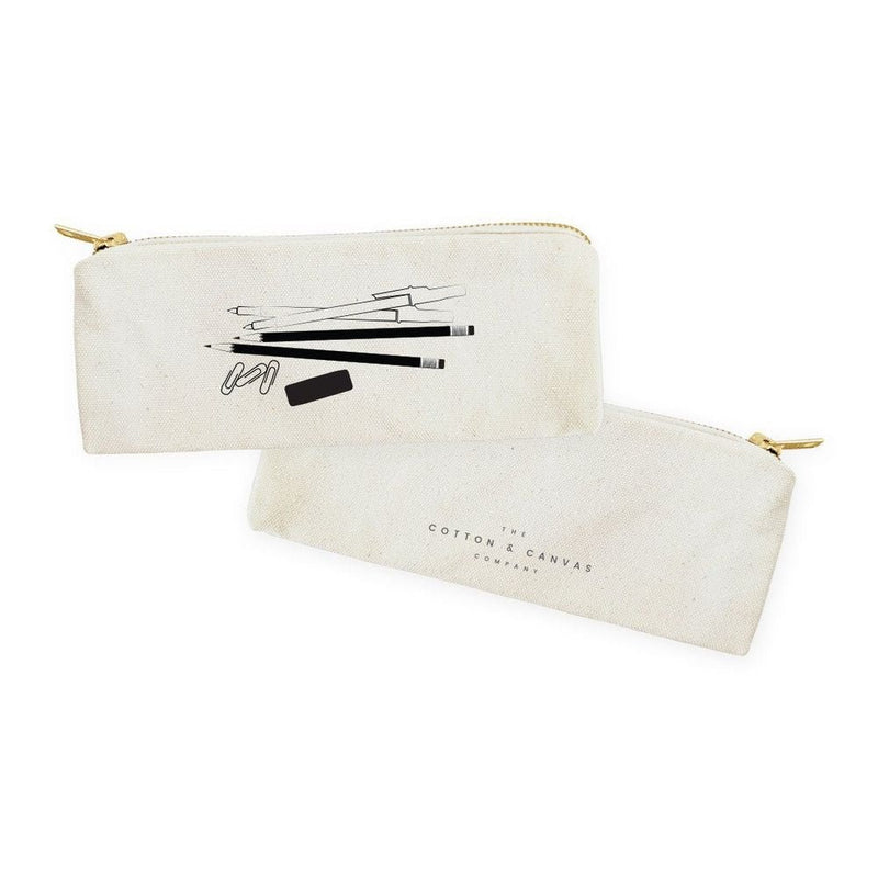 Stationery Graphic Cotton Canvas Pencil Case and Travel Pouch - Starttech Online Market