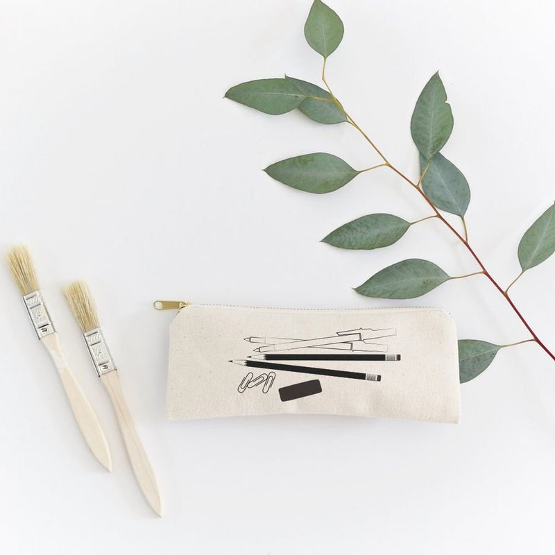 Stationery Graphic Cotton Canvas Pencil Case and Travel Pouch - Starttech Online Market