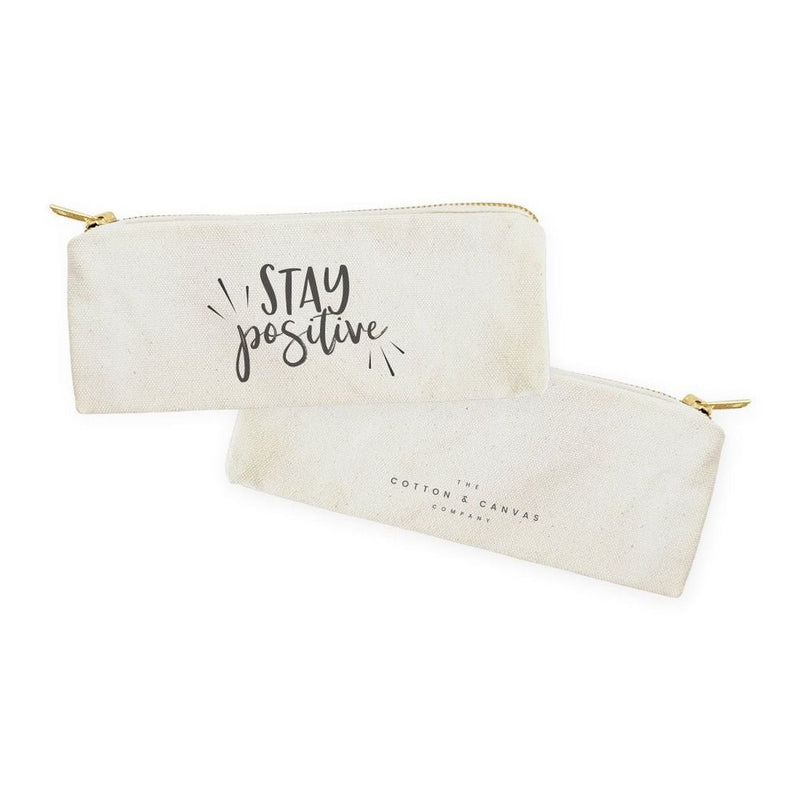 Stay Positive Cotton Canvas Pencil Case and Travel Pouch - Starttech Online Market