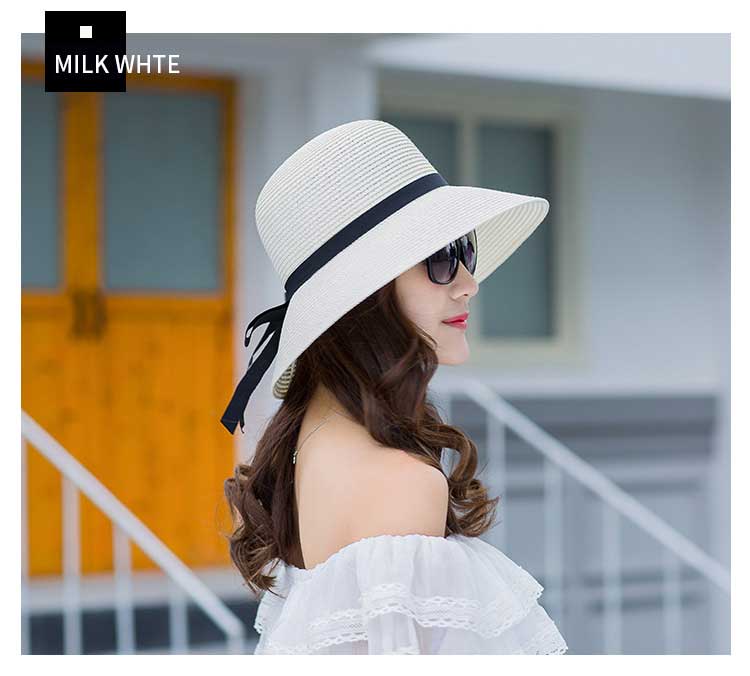 Summer Wide Big Brim floppy Straw Hats Sun Hats For Women UV Protection Panama Beach Hats Ladies bow hat chapeau femme ete - Starttech Online Market