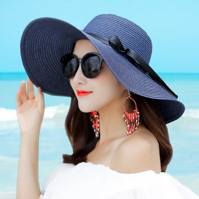 Summer Wide Big Brim floppy Straw Hats Sun Hats For Women UV Protection Panama Beach Hats Ladies bow hat chapeau femme ete - Starttech Online Market