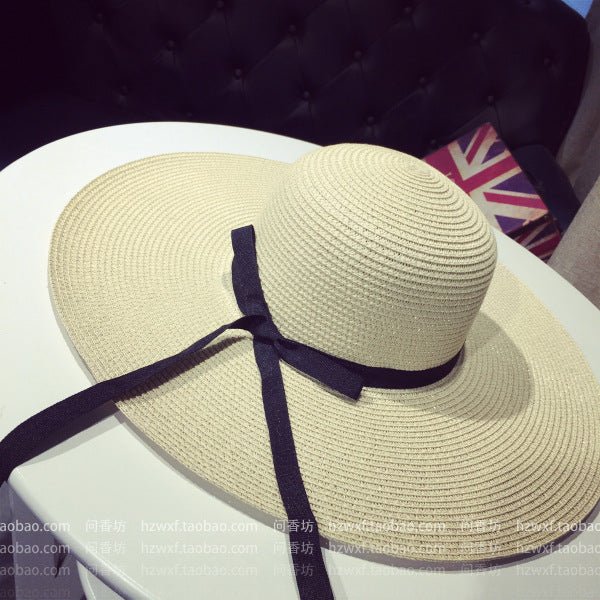 Summer Wide Big Brim floppy Straw Hats Sun Hats For Women UV Protection Panama Beach Hats Ladies bow hat chapeau femme ete - Starttech Online Market