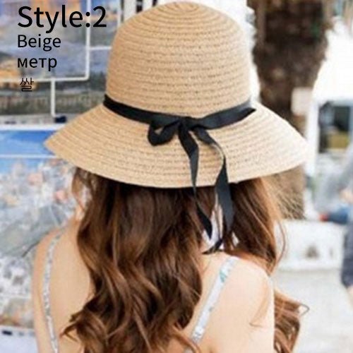 Summer Wide Big Brim floppy Straw Hats Sun Hats For Women UV Protection Panama Beach Hats Ladies bow hat chapeau femme ete - Starttech Online Market