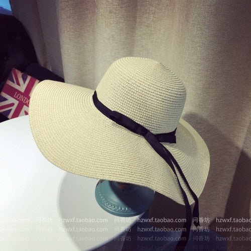 Summer Wide Big Brim floppy Straw Hats Sun Hats For Women UV Protection Panama Beach Hats Ladies bow hat chapeau femme ete - Starttech Online Market