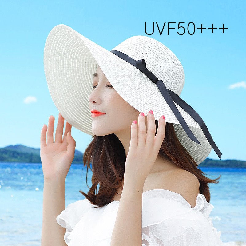 Summer Wide Big Brim floppy Straw Hats Sun Hats For Women UV Protection Panama Beach Hats Ladies bow hat chapeau femme ete - Starttech Online Market