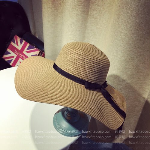 Summer Wide Big Brim floppy Straw Hats Sun Hats For Women UV Protection Panama Beach Hats Ladies bow hat chapeau femme ete - Starttech Online Market