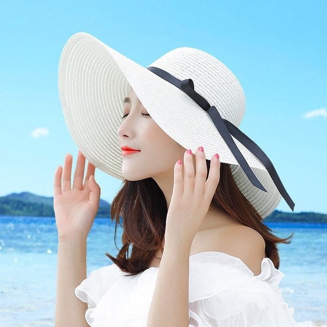 Summer Wide Big Brim floppy Straw Hats Sun Hats For Women UV Protection Panama Beach Hats Ladies bow hat chapeau femme ete - Starttech Online Market