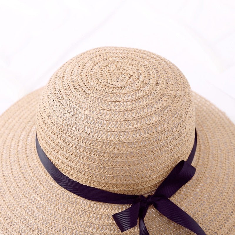 Summer Wide Big Brim floppy Straw Hats Sun Hats For Women UV Protection Panama Beach Hats Ladies bow hat chapeau femme ete - Starttech Online Market