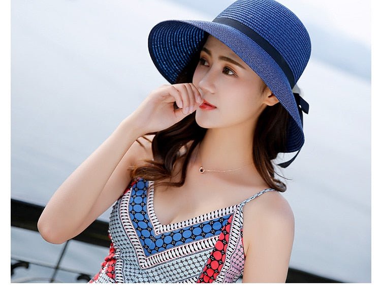 Summer Wide Big Brim floppy Straw Hats Sun Hats For Women UV Protection Panama Beach Hats Ladies bow hat chapeau femme ete - Starttech Online Market