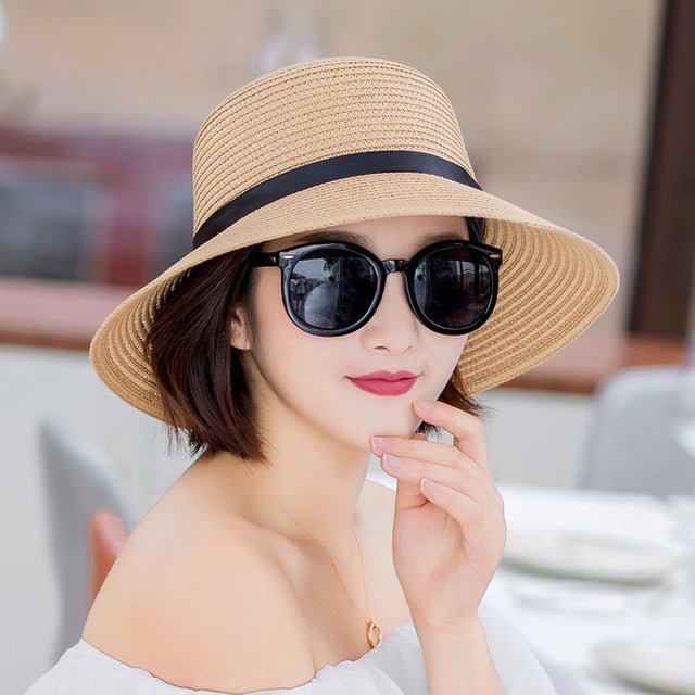 Summer Wide Big Brim floppy Straw Hats Sun Hats For Women UV Protection Panama Beach Hats Ladies bow hat chapeau femme ete - Starttech Online Market