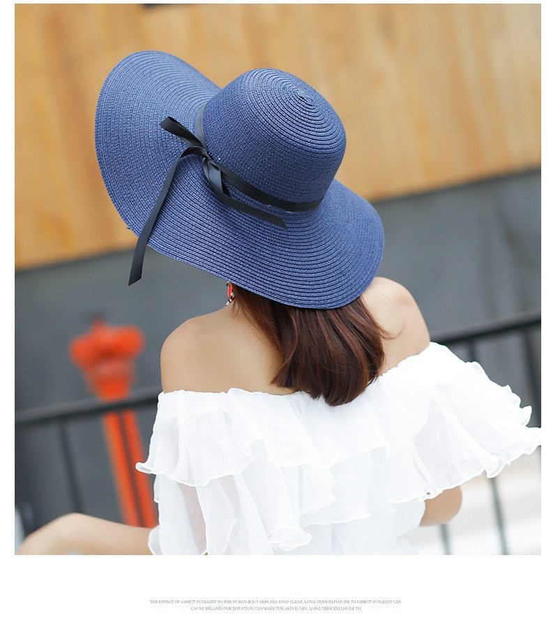 Summer Wide Big Brim floppy Straw Hats Sun Hats For Women UV Protection Panama Beach Hats Ladies bow hat chapeau femme ete - Starttech Online Market