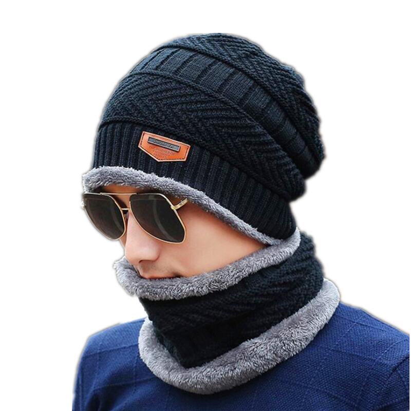 SUOGRY Neck warmer winter hat knit cap scarf cap Winter Hats For men knitted hat men Beanie Knit Hat Skullies Beanies - Starttech Online Market