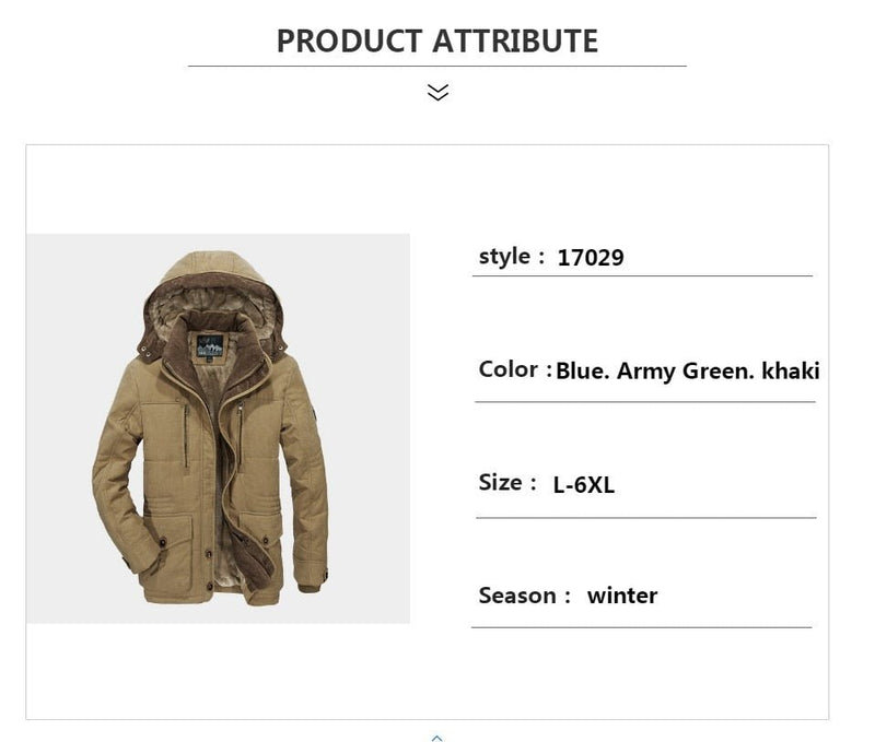 The New Winter Jacket Middle age Men Plus Thick Warm Casual Hooded Coat - Starttech Online Market