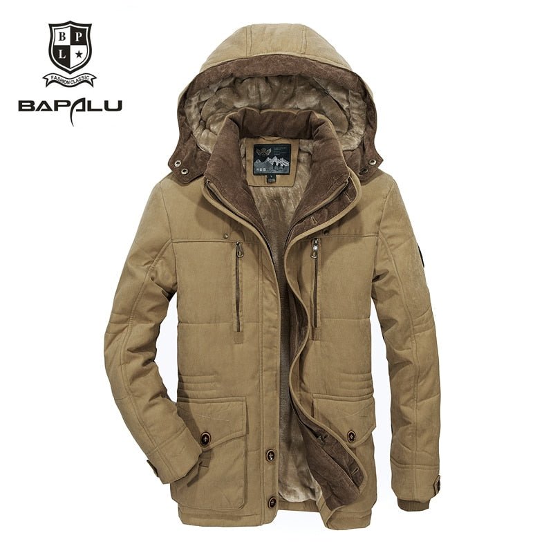 The New Winter Jacket Middle age Men Plus Thick Warm Casual Hooded Coat - Starttech Online Market