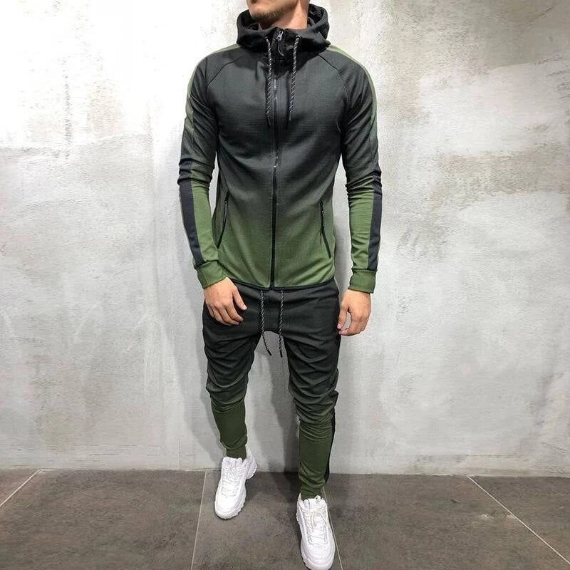 Tracksuit Men Sport Kit Zipper Hoodies And Joggers Sweatpants Hip Hop Gym Sportswear - Starttech Online Market